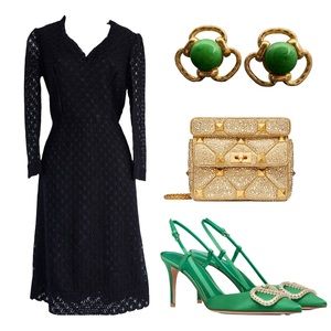 🆕WOT Vintage Lace black dress with long sleeves